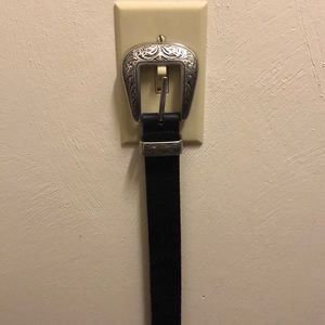 Western detailed black leather belt- M (39”)